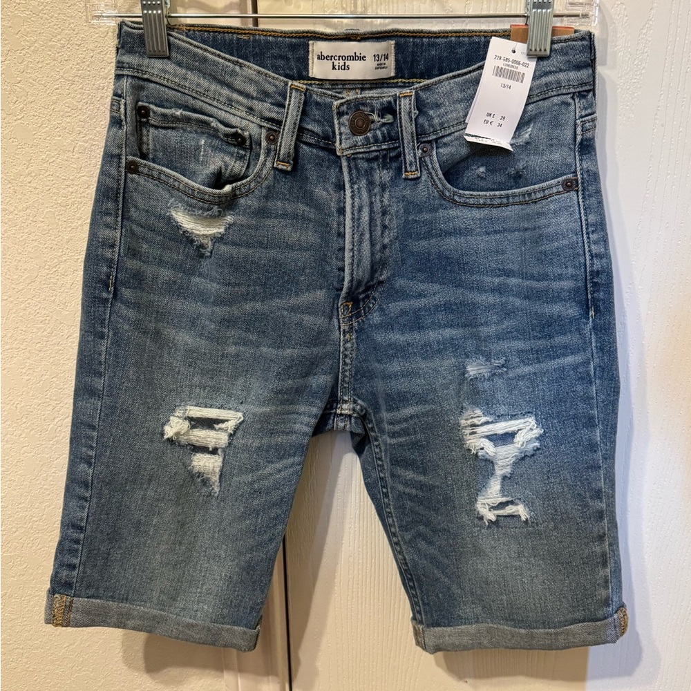 Abercrombie Kids Distressed Blue Jean Shorts